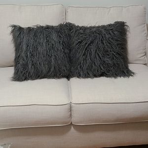 LARGE FUZZY GRAY PILLOWS